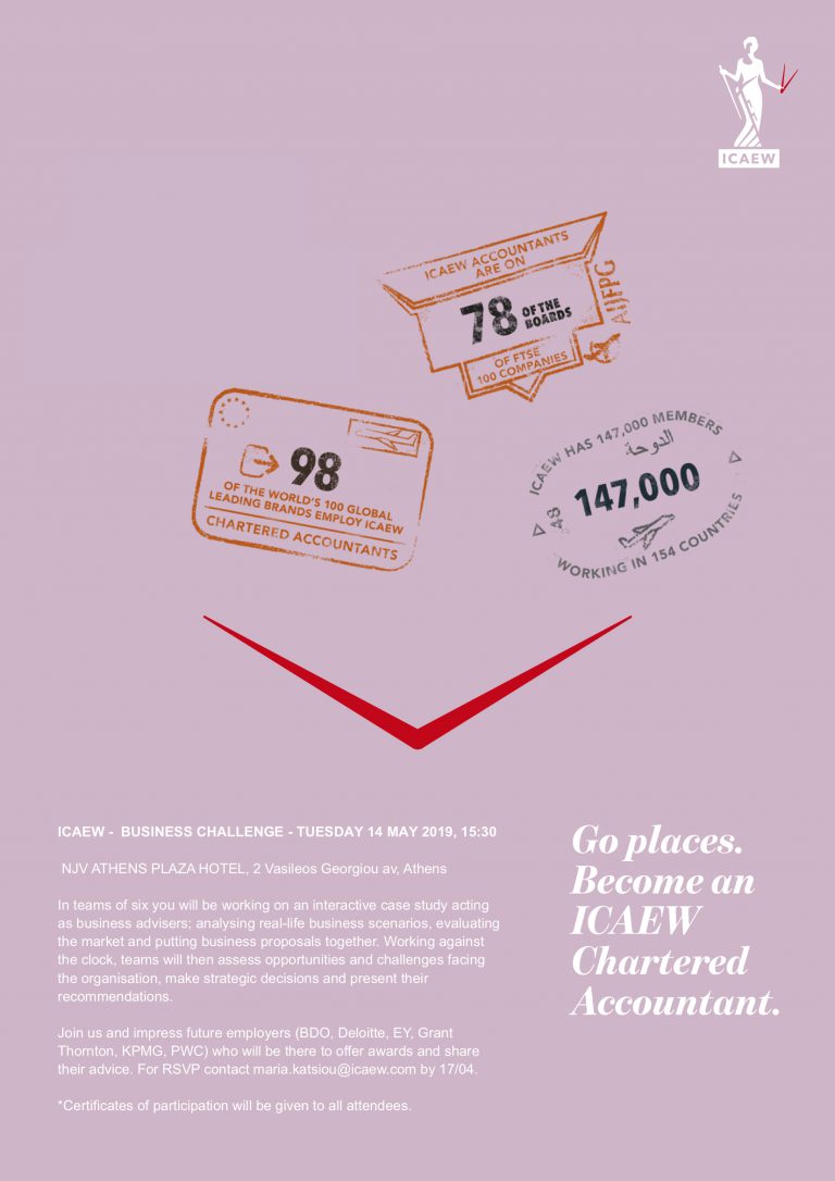 ICAEW –  BUSINESS CHALLENGE – TUESDAY 14 MAY 2019