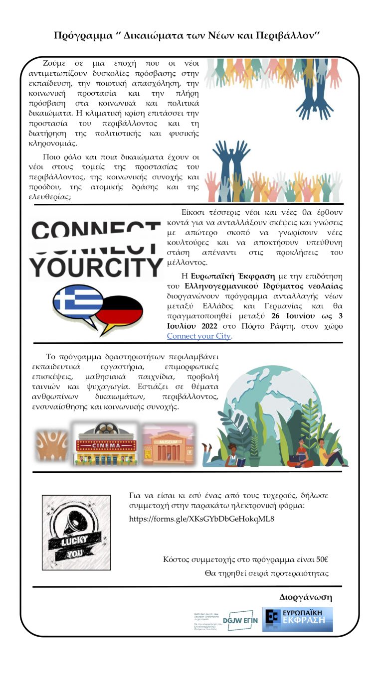 Πρόγραμμα Δραστηριοτήτων «Δικαιώματα των Νέων & Περιβάλλον»