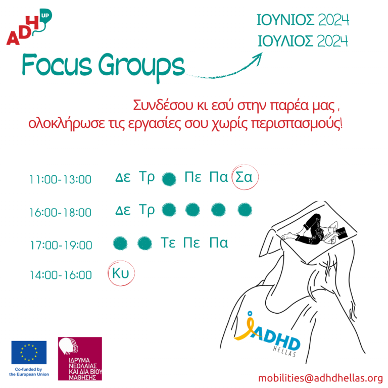 Focus groups (Ομάδες μελέτης) του έργου ESC ADHD-UP του ADHD Hellas